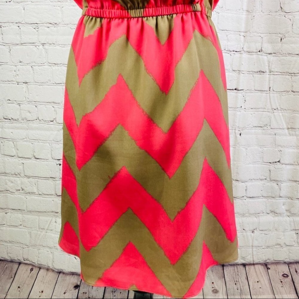 BCBGeneration Summer Strap Dress Pink Tan Ruffles - Picture 5 of 16
